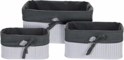 Picture of BAMBOO BASKETS SET OF 3 WHITE / BLACK