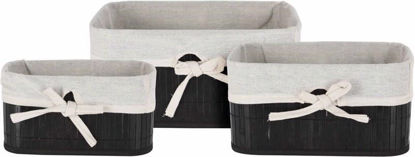 Picture of BASKET SET 3 BAMBOO WITH LINEN