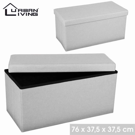 Picture of URBAN LIVING OTTOMAN STORAGE LIGHT GREY 76CM