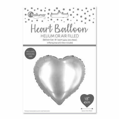 Picture of FOIL BALLOON HEART SILVER 18 INCH