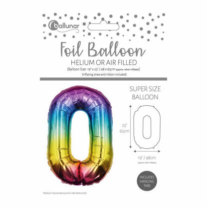 Picture of FOIL BALLOON RAINBOW 48CM NUMBER 0