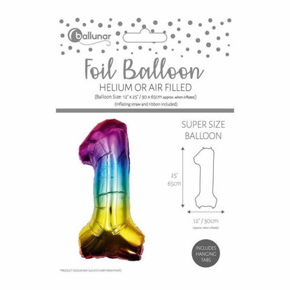 Picture of FOIL BALLOON RAINBOW 48CM NUMBER 1