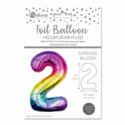 Picture of FOIL BALLOON RAINBOW 48CM NUMBER 2