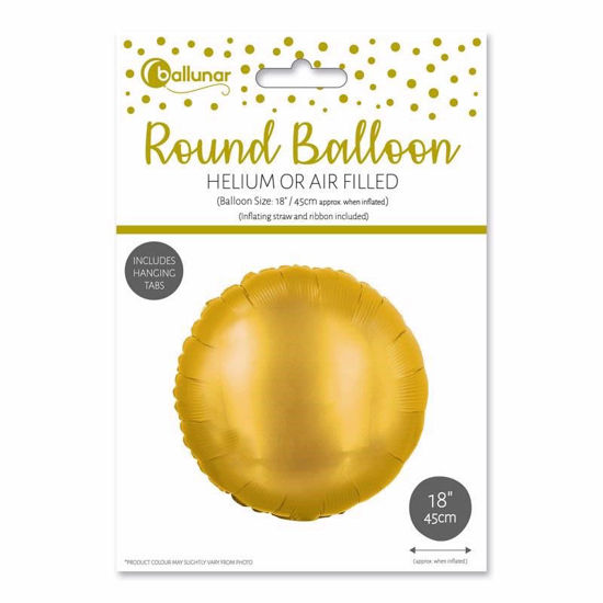 Picture of FOIL BALLOON ROUND GOLD 18 INCH