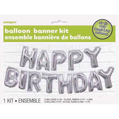 Picture of SILVER BIRTHDAY LETTER BALLOON KIT 14INCH