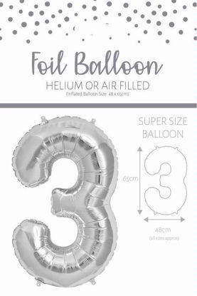 Picture of SILVER NUMBER 3 BALLOON