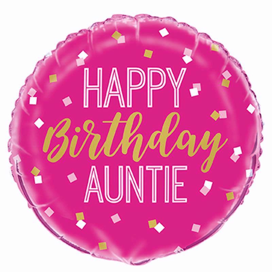 Picture of UNIQUE FOIL BALLOON HAPPY BIRTHDAY AUNTIE