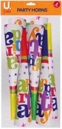 Picture of HAPPY BIRTHDAY PARTY HORNS 6PK