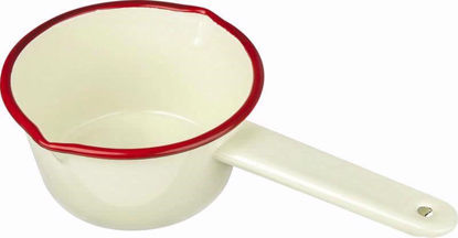 Picture of ENAMEL CREAM RED RIM MILK PAN 14CM