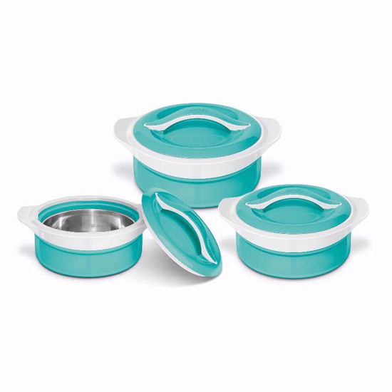 Picture of ZENITH INSULATED HOT POT SET 3PC AQUA/WHITE