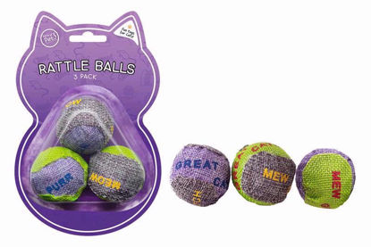 Picture of WORLD OF PETS CAT PLAY BALLS WITH RATTLE