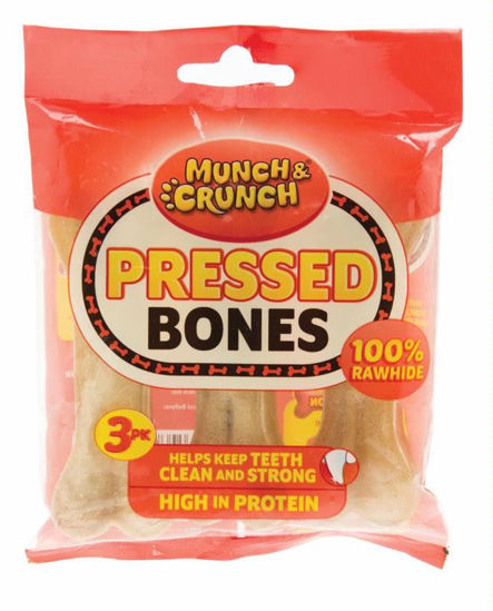 Picture of MUNCH CRUNCH RAWHIDE PRESSED BONE SMOKED 3PK