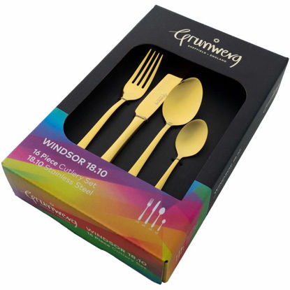 Picture of GRUNWERG WINDSOR CUTLERY SET 16 PCS GOLD