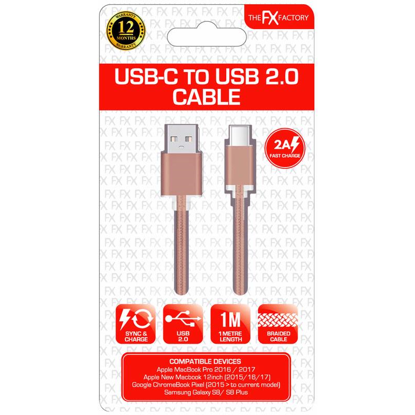 Picture of FX POWABUD USB DATA CABLE TYPE C ROSE SILVER