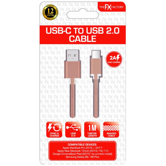 Picture of FX POWABUD USB DATA CABLE TYPE C ROSE SILVER