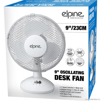 9" (23cm) Oscillating Desk Fan - White